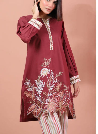 Maroon Embroidered 2-Piece SR1146