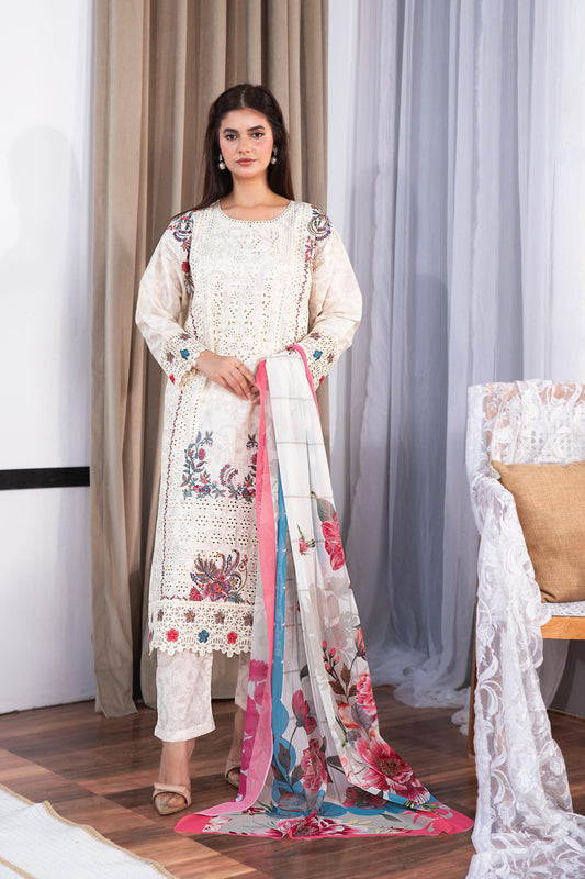 Roby white Embroidered 3-Piece 1717