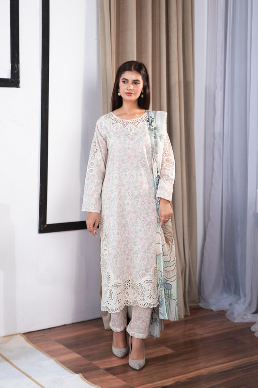 Sitara Safed Embroiderd 3-Piece 1721