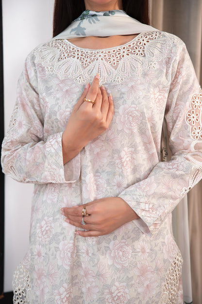 Sitara Safed Embroiderd 3-Piece 1721