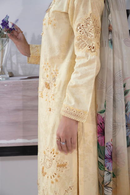 Dusky beige  Embroidered 3-Piece 1723