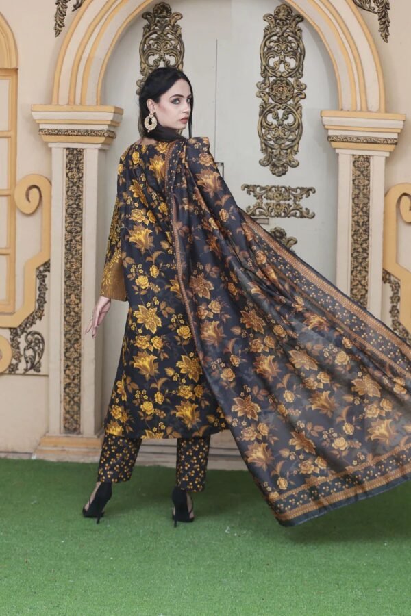 Black Goldish Embroidered 3 Piece SR1312 - Image 4