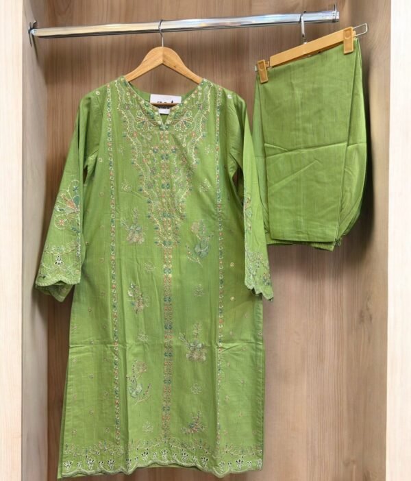 Pista Green|Embroidered|2-Piece Khaddar|SR1270 - Image 2